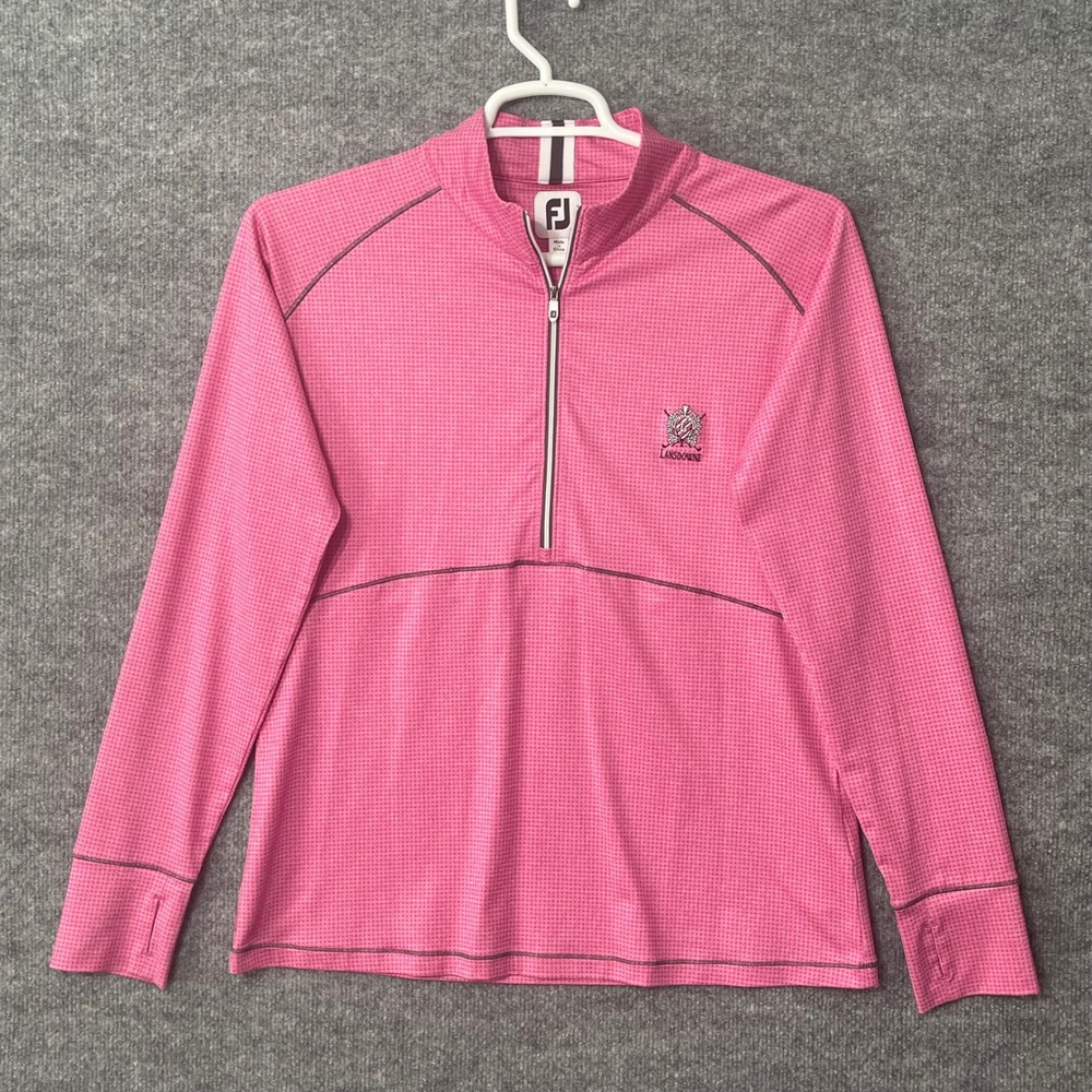 FootJoy FJ Womens Pink Lansdowne Golf Resort Pullover 1/4 Zip Long Sleeve Top L
